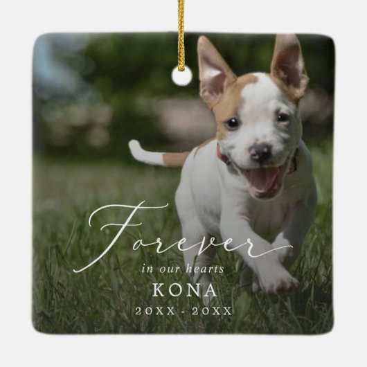 Delikate Overlay Foto Hunde Gedenkurlaub Keramikornament (Rückseite)