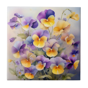 Delikate Pansy-Blume in weichem Wasser Fliese