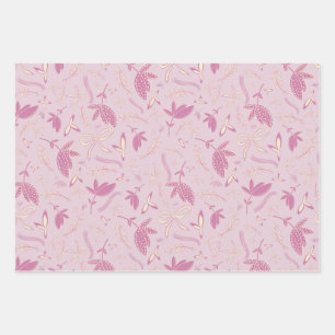 Delikate Pastel Florals und Bows Geschenkpapier Set
