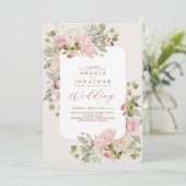 Delikate Pastel Florals Wedding Einladung (Stehend Vorderseite)