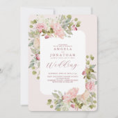 Delikate Pastel Florals Wedding Einladung (Vorderseite)