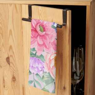 Delikate Pastel Watercolor Summer Florals Geschirrtuch
