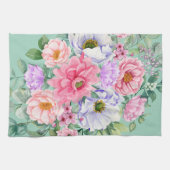 Delikate Pastel Watercolor Summer Florals Geschirrtuch (Horizontal)