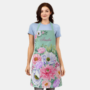 Delikate Pastel Watercolor Summer Florals Schürze