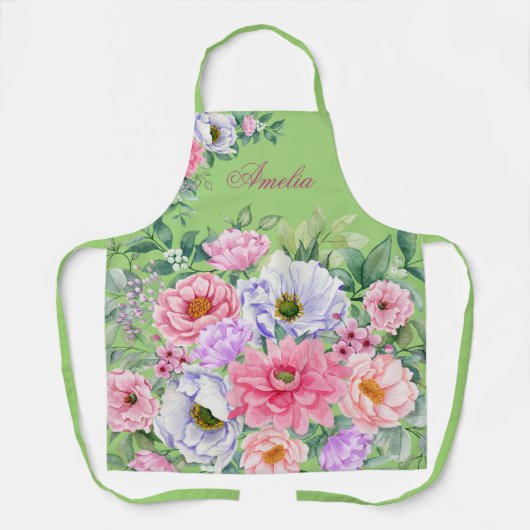 Delikate Pastel Watercolor Summer Florals Schürze (Vorderseite)