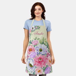Delikate Pastel Watercolor Summer Florals Schürze