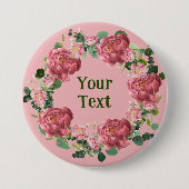 Delikate Peony Blume Wreath Lapel Abzeichen Button (Vorderseite)