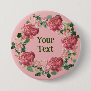 Delikate Peony Blume Wreath Lapel Abzeichen Button