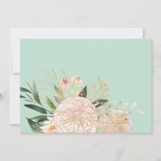 Delikate Peony Bouquet Sommerhochzeit danke Einladung (Rückseite)