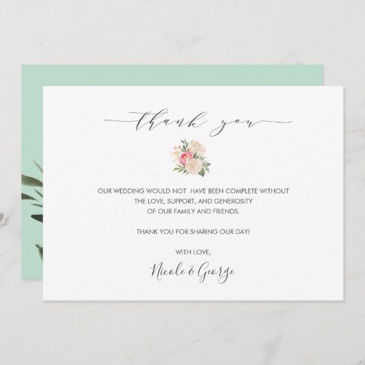 Delikate Peony Bouquet Sommerhochzeit danke Einladung (Vorne/Hinten)