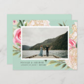 Delikate Peony Gold Blume Foto Save the Date Ankündigung (Vorne/Hinten)