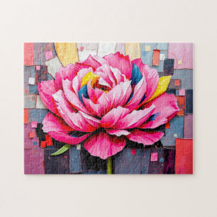 Delikate Peony im modernen Abstrakten Stil Puzzle