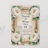 Delikate Peony Rose Hochzeit Einladung (Vorne/Hinten)