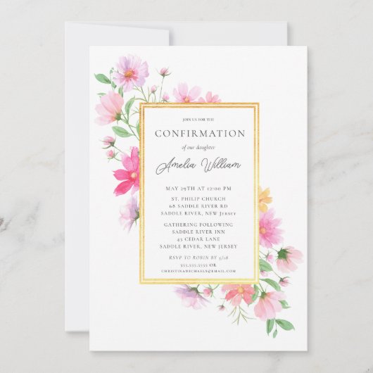 Delikate Petals-Bestätigung Einladung (Vorderseite)