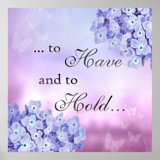 Delikate Petals: Blaues Hydrangea Poster (Vorne)