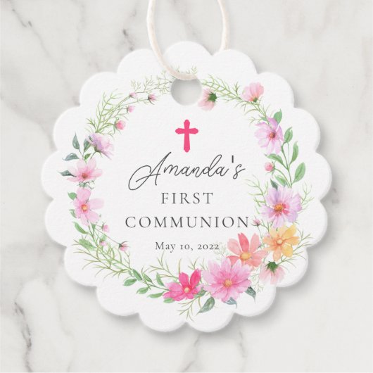 Delikate Petals Erste Heilige Kommune Geschenkanhänger (Vorderseite)