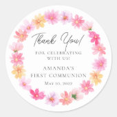 Delikate Petals Erste Heilige Kommune Runder Aufkleber (Vorderseite)