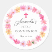 Delikate Petals Erste Heilige Kommune Runder Aufkleber (Vorderseite)