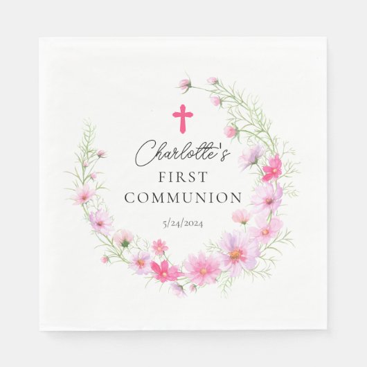 Delikate Petals Erste Kommune Serviette (Vorderseite)