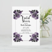 Delikate Pflaume Lila Rose Shabby Dusche Einladung (Stehend Vorderseite)