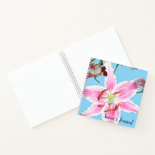Delikate Pink Lily Blume auf der Insel Aqua Notizblock (Innenseite)