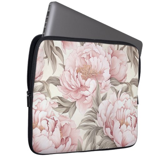 Delikate Pink Peony Electronics Bag Laptopschutzhülle (Vorne Rechts)