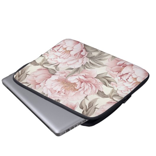 Delikate Pink Peony Electronics Bag Laptopschutzhülle (Vorne Knopf)