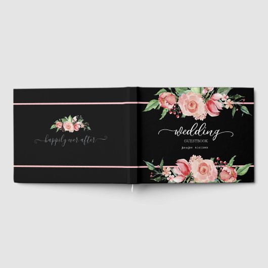 Delikate Pink Watercolor Blumenzehen Gästebuch (Voll)