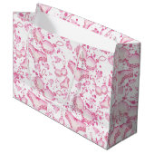 Delikate pinkfarbene Dessous Hochzeitstasche Braut Große Geschenktüte (Vorderseite Schrägansicht)