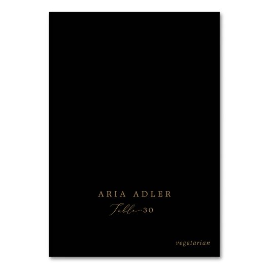 Delikate Platzkarten der Gold- und Black-Menü-Opti Tischnummer (Vorderseite)