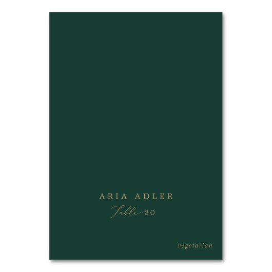 Delikate Platzkarten der Gold- und Green-Menu-Opti Tischnummer (Vorderseite)