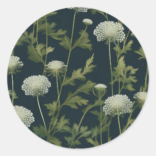 Delikate Queen Anne's Lace Pattern Runder Aufkleber