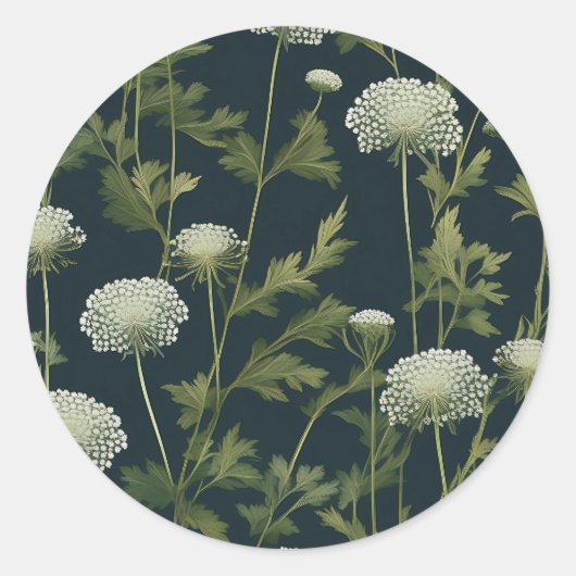 Delikate Queen Anne's Lace Pattern Runder Aufkleber (Vorderseite)