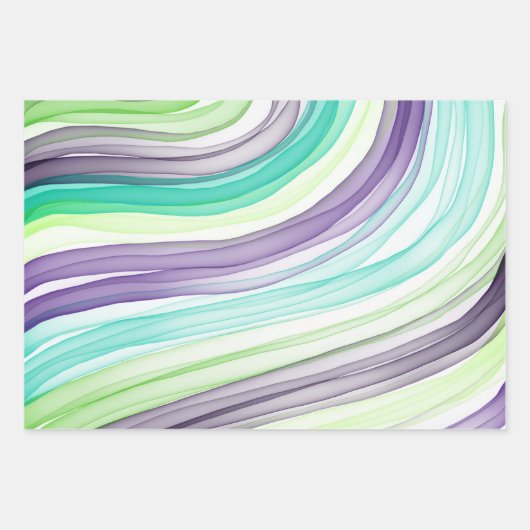 Delikate Regenbogenfarben, weiche Papierblätter Geschenkpapier Set (Vorderseite)