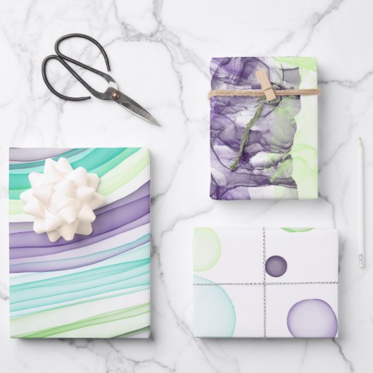 Delikate Regenbogenfarben, weiche Papierblätter Geschenkpapier Set (Vorderseite)