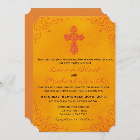 Delikate religiöse Hochzeitseinladungen Einladung (Vorne/Hinten)