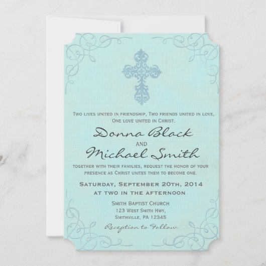 Delikate religiöse Hochzeitseinladungen Einladung (Vorderseite)