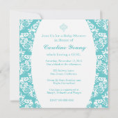 Delikate Robins Egg Blue Damask Einladung (Rückseite)