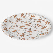 Delikate romantische Blumen Taupe Pfirsichkaramel Pappteller (Schrägansicht)