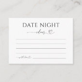 Delikate Romantische Heart Script Date Night Ideas Begleitkarte (Vorderseite)