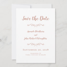 Delikate romantische Kalligraphie Rose Gold Pink C Save The Date