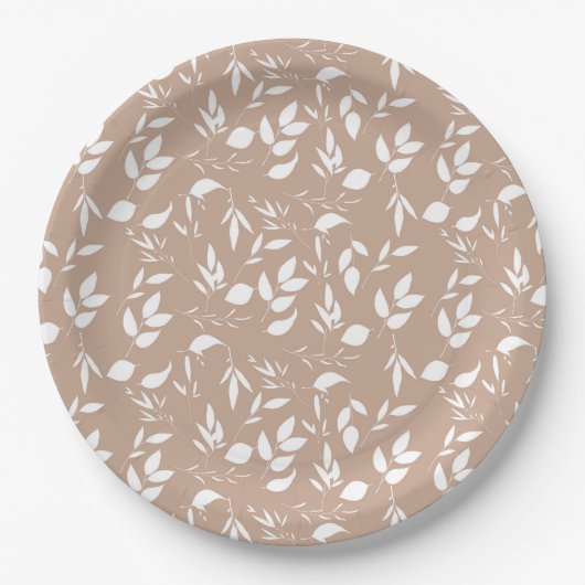 Delikate romantische Silhouette Taupe mocha Pappteller (Vorderseite)