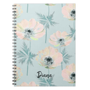 Delikate rosa Anemone . Notizbuch Notizblock