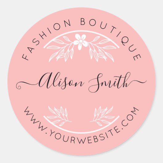 Delikate rosa Aufkleber für Ihr Geschäft (Vorderseite)