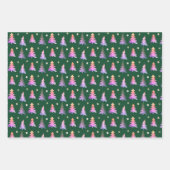 Delikate Rosa Bäume Frohe Weihnachtsgrün Geschenkpapier Set (Vorderseite 3)