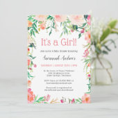 Delikate rosa Bläserndusche Einladung (Stehend Vorderseite)