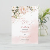 Delikate rosa Blume boho arch pampas eucalyptus Save The Date (Stehend Vorderseite)