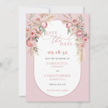 Delikate rosa Blume boho arch pampas eucalyptus