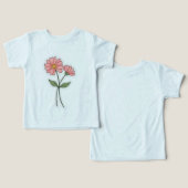 Delikate rosa Blume minimalistischer T - Shirt (Design Vorderseite & Rückseite)