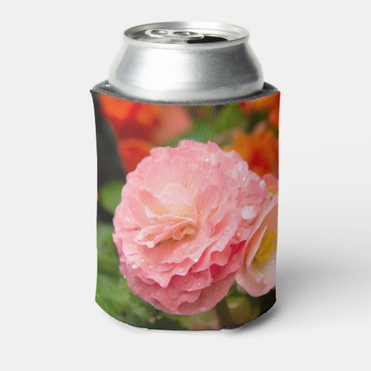 Delikate rosa Blume nach Regen Dosenkühler (Kanne Rückseite)